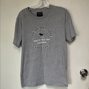 Abercrombie & Fitch Heather Gray Logo Single Stitch Tee